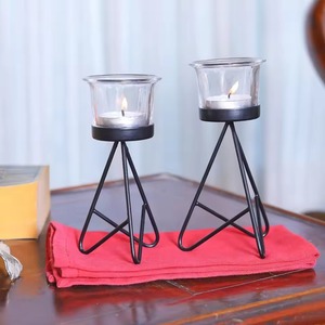 Candelabro de Diseño de Lujo, Portavelas Decorativo de Metal para Mesa Lateral/Central, Portavelas de Vidrio para Mesa de Comedor - Product Image 2