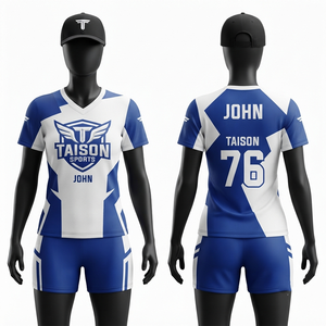 TAISON SPORTS Unisex Roller Skating Uniform 180 GSM Premium Interlock Polyester Blue White Panel Design Custom Digital Print - Product Image 1