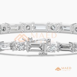 925 Silver Baguette And Round Cut Moissanite Tennis <b>Bracelet</b> For Women Beverly Hills Fashion Jewelry Luxury Style - Product Image 6