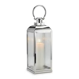 <b>Lantern</b> Modern Stainless Steel Silver Metal Clear Glass <b>Candle</b> Holder Light Set Home Hotel Garden <b>Outdoor</b> Wedding Table <b>Lantern</b> - Product Image 3
