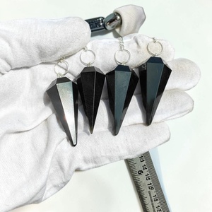 Natural Black Tourmaline Crystal Pendulum for Divination Chakra Balancing Reiki Meditation Spiritual Gift Wholesale - Product Image 4