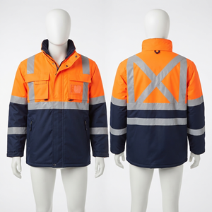 Chaqueta de Seguridad de Trabajo de Poliéster y Cuero Resistente de 300 GSM, con Capucha, Color Naranja Sólido, Panel Reflectante, Logotipo Bordado Personalizado - Product Image 5