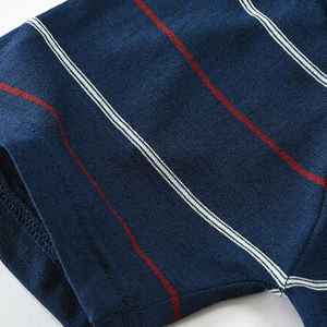 Polo en tricot rayé pour homme, manches courtes, décontracté, bleu avec des lignes blanches et rouges, coupe classique, livraison directe d'usine - Product Image 6