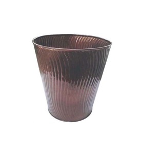 Handcrafted Bronze Decorative Waste Basket with Artistic Floral Embossed Pattern - Product Image 2