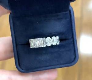 <b>Emerald</b> & Oval Cut Moissanite Full Eternity Band <b>Ring</b> Original 925 <b>Silver</b> Fine Jewelry Gift for Wedding Birthday Parties Lovers - Product Image 2