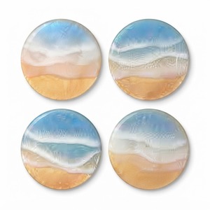 Juego de Posavasos de Resina con Diseño de Olas Oceánicas Hechos a Mano, Posavasos de Playa con Resina Epoxi Brillante Personalizados, Resistentes al Calor, Redondos, para Bebidas, en Oferta - Product Image 1
