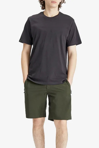 <b>Mens</b> Olive Green Quick Dry <b>Bermuda</b> <b>Shorts</b> Mid Rise Zipper Fly Casual Woven Fabric Solid Color Pockets - Product Image 2