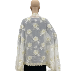 ผ้าคลุมไหล่ชีฟองสำหรับผู้หญิง AHE-Textile ลายดอกไม้ปักประดับคริสตัล น้ำหนักเบา ระบายอากาศได้ดี 100 กรัม ผ้าพันคอสไตล์ชาติพันธุ์ตะวันออกกลาง สำหรับใช้ในชีวิตประจำวัน - Product Image 3
