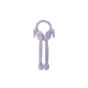 Gray Plush Bunny <b>Ear</b> <b>Muffs</b> With Long Tail Scarf For Warmth And Style - Product Image 2
