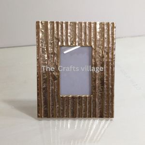 Metal Rectangle Photo <b>Frame</b> Gold Textured Finish Decorative <b>Picture</b> Display Elegant Tabletop <b>Frame</b> Home Decor Gift - Product Image 5