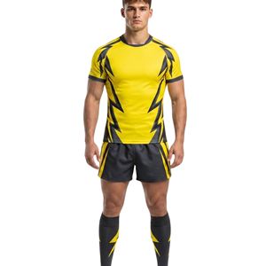 Uniformes de rugby respirants imprimés à manches courtes avec bordure dentelée en microfibre durable, personnalisables pour clubs - Vente en gros - Product Image 2