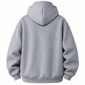 Sweat-shirt à capuche gris pour homme, coupe ample, couleur unie, style décontracté, vêtement d'automne, style tricoté, avec poche - Product Image 2
