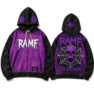Sudadera con Capucha de Invierno para Hombre, Diseño Personalizado OEM ODM, Triple Capa, 100% Algodón, Talla Grande, Apliques de Llama, Adornos de Diamantes de Imitación, Forro Tie Dye, Estilo Y2K - Product Image 2