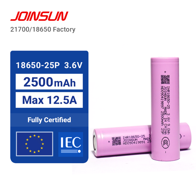 JOINSUN 18650 Ternary Lithium Battery 25P 2500mAh High-discharge Rate for Power Tools -2075 Operating Temp