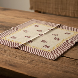 Juego de 6 Servilletas de Mesa de Algodón Hechas a Mano con Diseño de Flor de Selva |   Reutilizable y Ecológico |   Mantelería con Estampado Floral |   Estilo de Decoración del Hogar - Product Image 3