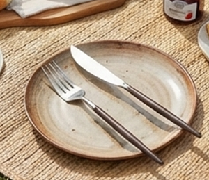 Ensemble de couverts minimalistes en acier inoxydable avec manches noires, compatibles lave-vaisselle, pour les occasions de restauration - Product Image 2