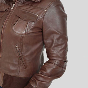 New Arrival Autumn Streetwear Contrast Outerwear Woman Race <b>Car</b> Motorcycle Cropped Biker Leather <b>Jackets</b> for Women OEM - Product Image 5