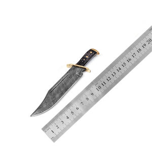 Couteau Bowie haut de gamme en acier Damas avec étui, couteau de chasse fait main à lame fixe pour le camping en plein air - Product Image 6