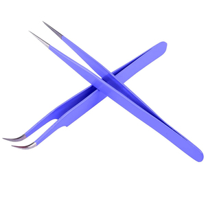 Premium Quality Durable Beauty High-Performance Smooth Purple Coating Stainless Steel Eyelash Extension and Volume Tweezers - Product Image 1