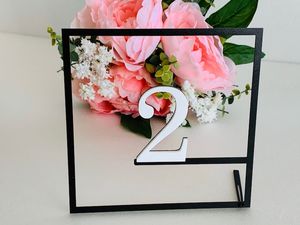 Metal Wedding <b>Table</b> Numbers, Square Freestanding Holders, Personalized Modern Signs for Reception Centerpieces - Product Image 3