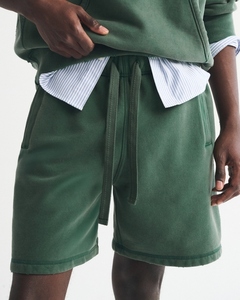 Men Green Cotton Fleece Shorts <b>Elastic</b> Waist Drawstring Casual Sweat Shorts Soft Comfortable Summer Shorts OEM ODM Factory - Product Image 3