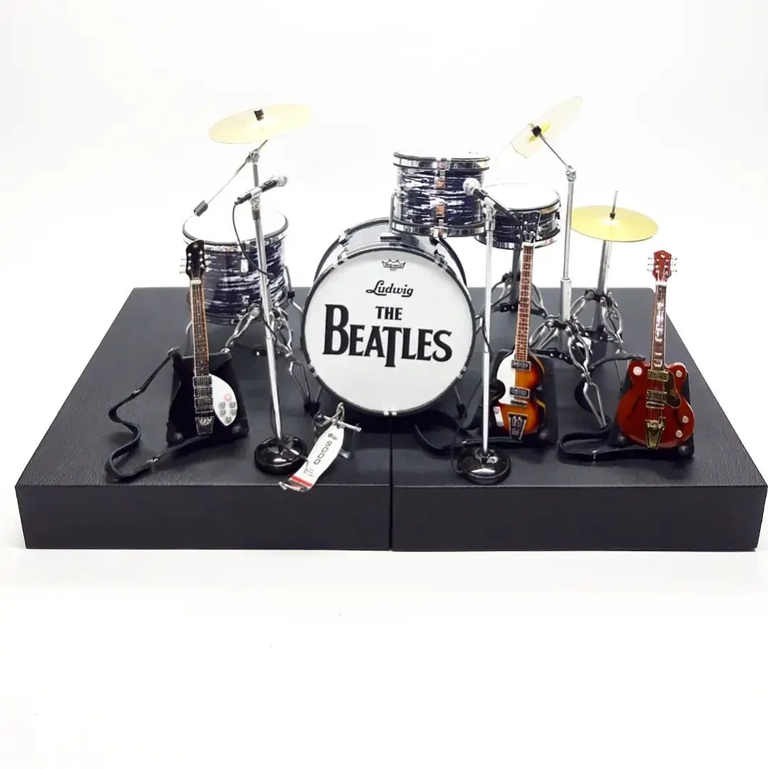 Miniature Guitar And Drum uk the beatle Design | Miniature guitar Free Exclusive Box Use Stage For Action Figure