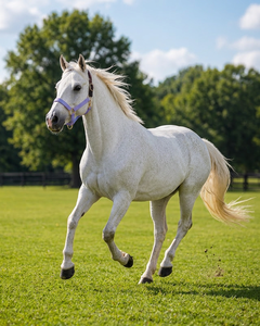 Harnais pour cheval en PP bleu ciel et marron avec boucles et anneaux dorés pour l'équitation et l'entraînement - Product Image 1