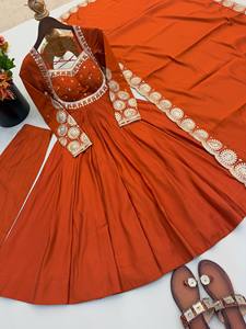 Elegante vestido abaya con bordado de lentejuelas, conjunto de tres piezas de diseño Anarkali, Salwar Kameez, vestido étnico indio pakistaní. - Product Image 3
