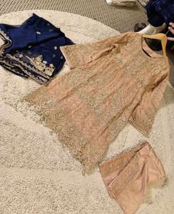 2022 luxe pakistanais indien Designer Collection de mariage Salwar Kameez lourd en mousseline de soie brodé costume pour les mariages d'été - Product Image 4