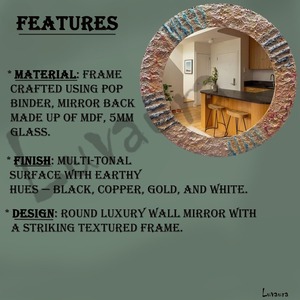 Handmade Textured Contemporary <b>Wall</b> <b>Mirror</b> Smooth Edge Multicolor MDF <b>Frame</b> 2.5cm Thick 18 Inch Luxury Home Decor REHMAN CRAFT - Product Image 6