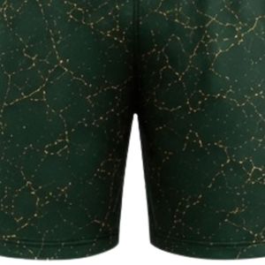 Dark <b>Green</b> Gold Speckled Print Sports <b>Shorts</b> with Elastic Waistband Lightweight Breathable Athletic Gym Workout Performance Wear - Product Image 4