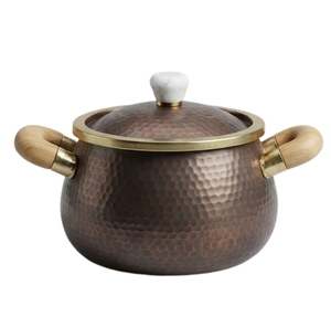 Soupières Vintage en Cuivre Sterling de Qualité Supérieure avec Poignées en Bois Martelé – Essentiels pour la Cuisine et la Table - Product Image 2