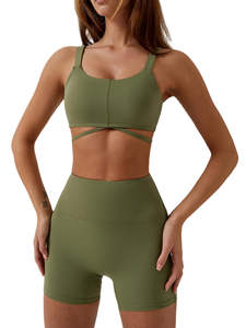 Ensemble de sport et yoga haut de gamme respirant pour femme, soutien-gorge et short compressifs, best-seller, idéal pour la gym, en spandex et polyester - Product Image 6