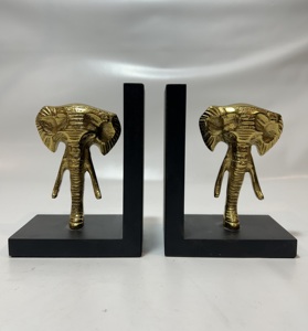 Artistic Decorative Aluminium Bookends Set | Premium Metal <b>Book</b> <b>Holder</b> <b>Stand</b> for Bookshelf, Home Office, Library, Study Desk - Product Image 3