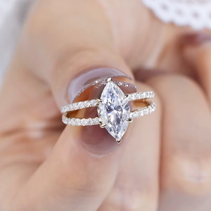 New Fashion Custom Jewelry Engagement <b>Ring</b> 925 Sterling Silver 14K Gold Marquise Cut Moissanite Diamond <b>Ring</b> For Anniversary - Product Image 6