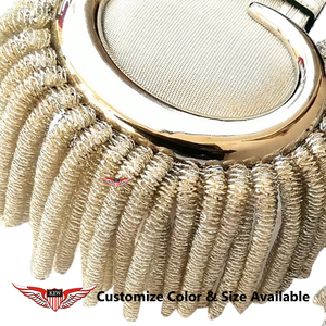 Elegante Epaulette Blanco Bordado de Alta Calidad con Decoración Metálica de Luna, Accesorio Decorativo para Prendas - Product Image 2