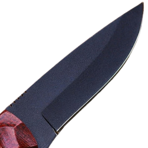 Cuchillo de Caza de Hoja Fija Negra con Mango Texturizado Marrón Rojizo, Hoja Afilada y Puntiaguda, Cuchillo Utilitario para Supervivencia y Campamento al Aire Libre - Product Image 3