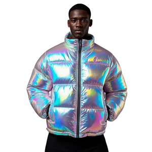 Chaqueta Acolchada Iridiscente Metálica para Hombre - Ropa de Invierno Brillante Holográfica - Product Image 2