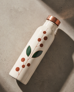 Bouteille d'eau en cuivre émaillée ayurvédique haut de gamme, motif artistique feuilles de baies, bouteille de sport métallique étanche, fabricant - Product Image 5
