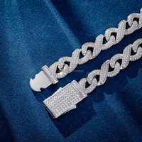 Nouveauté : Chaîne cubaine en argent sterling 925 plaqué or blanc avec diamants Moissanite VVS pour mariage, fête ou cadeau