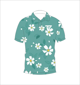 Mens Green Daisy Floral Pattern Polo Shirt Custom Sublimation Short Sleeve Summer Casual Breathable Lightweight Golf Shirt - Product Image 1