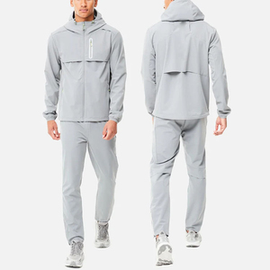 Men's Casual Solid Waterproof Tracksuit Set with Zip-Up <b>Hoodie</b> and Ankle Zipper Nylon Windbreaker 2 in 1 Design Winter - Product Image 2