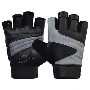 Gants de fitness demi-doigts noirs et blancs respirants pour la musculation et l'entraînement en salle de sport avec sangle de poignet - Product Image 6