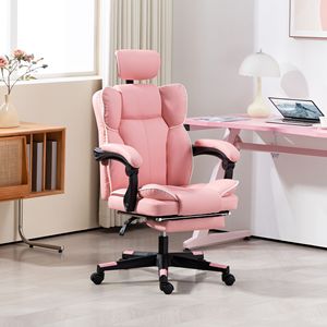 PU Leather Executive Desk Chair with Swivel Wheels BIFMA Certified Reclining Computer Chair in Pink Headrest <b>Footrest</b> Made Nylon - Product Image 2