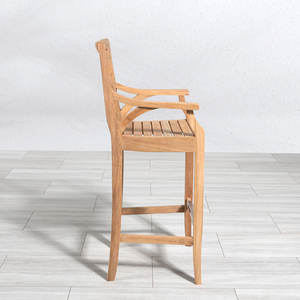Chaise de bar d'extérieur en teck massif moderne - Meubles d'hôtellerie commerciaux écologiques, durables et résistants à l'eau - Product Image 5