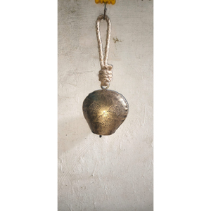 Handmade Rustic <b>Christmas</b> Bell Metal Heart Ornament Antique <b>Gold</b> Hanging Decoration With Jute Rope for Holiday Xmas <b>Tree</b> Decor - Product Image 3