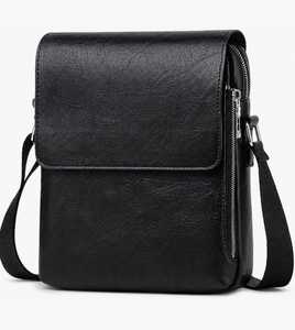 ZOLO LEATHERS Men's Genuine Leather Crossbody <b>Bag</b> with Zipper Closure Custom Size Fashion Style Durable Design <b>Black</b> - Product Image 1