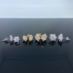 Trending Flower Shape <b>Stud</b> Type <b>Earring</b> Made From <b>Sterling</b> <b>Silver</b> with VVS Moissanite Diamonds Custom Size and Shape Fine Jewel - Product Image 6