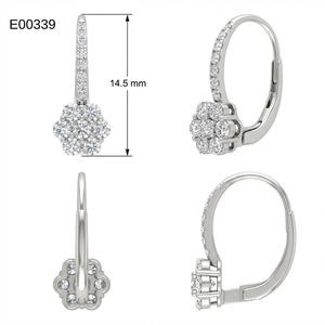 Boucles d'oreilles tendance en forme de fleur, plaquées or blanc 18 carats, serties de diamants véritables, pour femme, cadeau de fête - Product Image 5