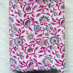 Indian Floral Hand Block Printed 100% Cotton <b>Fabric</b> by the Yard Women Clothing Jaipuri Printed <b>Fabric</b> Luxury Summer Wear <b>Fabric</b> - Product Image 2